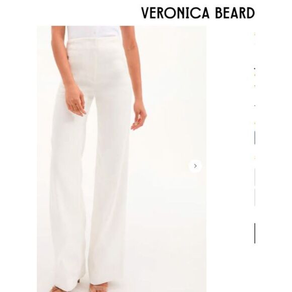 Veronica Beard Women's Jude Straight Pants Sz 2 NWT 448.00 Off White - Picture 7 of 8